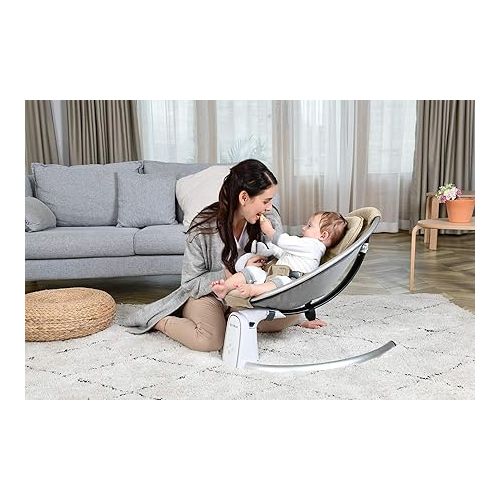  Hot Mom New Baby Swing Bluetooth and Intelligence Timing Electric Baby Rocker Multiple Gears Seat Adjustment & Baby Chair(Sand)