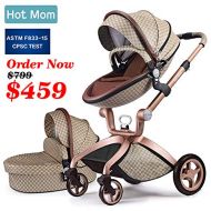 [아마존 핫딜] [아마존핫딜]Baby Stroller 2019, Hot Mom New Style 3 in 1 Baby Carriage with Bassinet Combo (Grid)