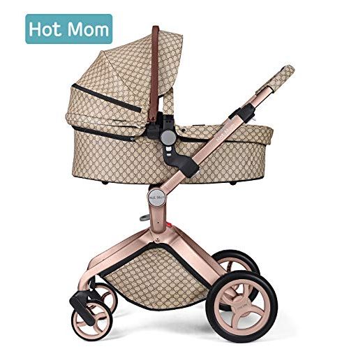  [아마존 핫딜] [아마존핫딜]Baby Stroller 2019, Hot Mom New Style 3 in 1 Baby Carriage with Bassinet Combo (Grid)