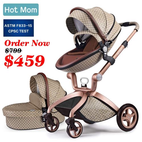  [아마존 핫딜] [아마존핫딜]Baby Stroller 2019, Hot Mom New Style 3 in 1 Baby Carriage with Bassinet Combo (Grid)