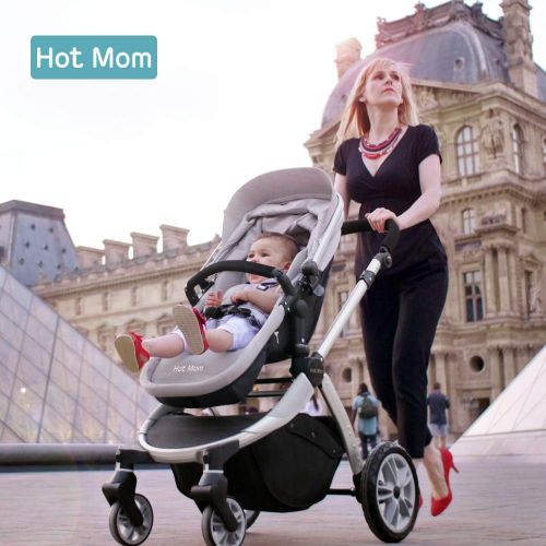  [아마존 핫딜] [아마존핫딜]Infant Toddler Baby Stroller Carriage,Hot Mom Stroller 2 in 1 pram seat with Bassinet,Grey