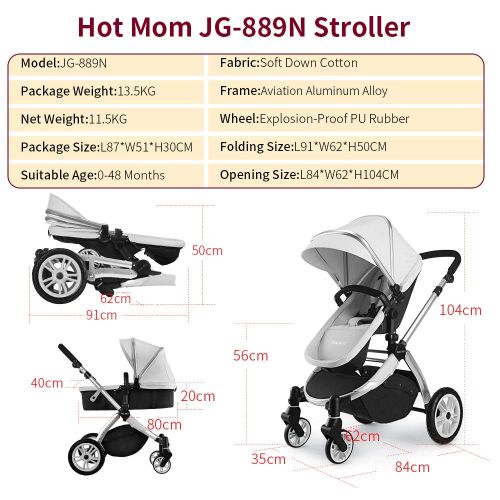  [아마존 핫딜] [아마존핫딜]Infant Toddler Baby Stroller Carriage,Hot Mom Stroller 2 in 1 pram seat with Bassinet,Grey