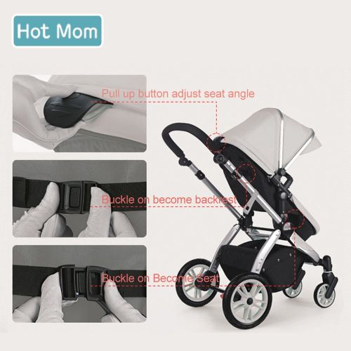  [아마존 핫딜] [아마존핫딜]Infant Toddler Baby Stroller Carriage,Hot Mom Stroller 2 in 1 pram seat with Bassinet,Grey