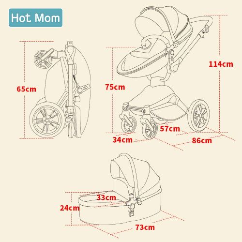  [아마존베스트]Baby Stroller 360 Rotation Function,Hot Mom Pushchair Pram,2020 New Style Coffee