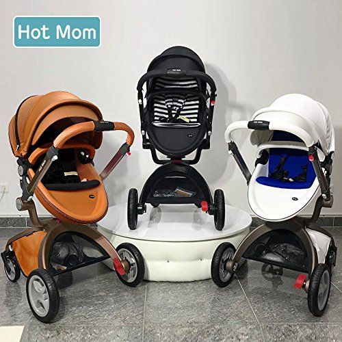  Baby Stroller 2018, Hot Mom 3 in 1 Baby Carriage with Bassinet Combo,Brown,Baby Bid Gift