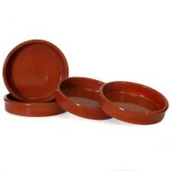 Hot Paella Set of 4 Rustic Cazuela Clay Pans - 6 inch/ 15 cm
