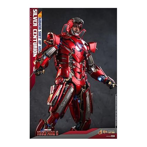 핫토이즈 Hot Toys 1:6 Iron Man Mark XXXIII Armour Suit Up - Silver Centurion - Iron Man 3, Red