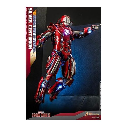 핫토이즈 Hot Toys 1:6 Iron Man Mark XXXIII Armour Suit Up - Silver Centurion - Iron Man 3, Red