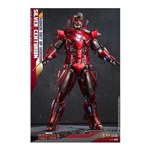 핫토이즈 Hot Toys 1:6 Iron Man Mark XXXIII Armour Suit Up - Silver Centurion - Iron Man 3, Red