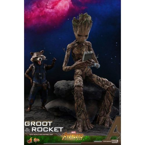 핫토이즈 Hot Toys Groot & Rocket (2-in-1 Set) 16 Sixth Scale Collectible Action Figure Avengers: Infinity War - Movie Masterpiece Series Marvel Cinematic Universe MCU