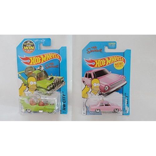  2015 Hot Wheels Simpsons Family Car and Homer in Protective Cases