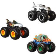 Hot Wheels Toy Monster Trucks Creature 3-Pack, Set of 3 Toy Trucks in 1:64 Scale: Shark Wreak, Piran-ahh & Mega-Wrex