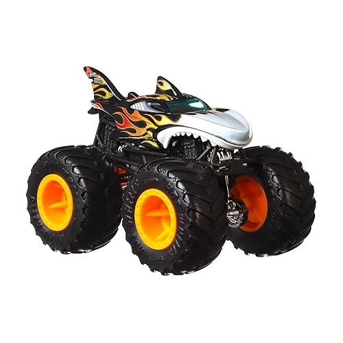  Hot Wheels Toy Monster Trucks Creature 3-Pack, Set of 3 Toy Trucks in 1:64 Scale: Shark Wreak, Piran-ahh & Mega-Wrex