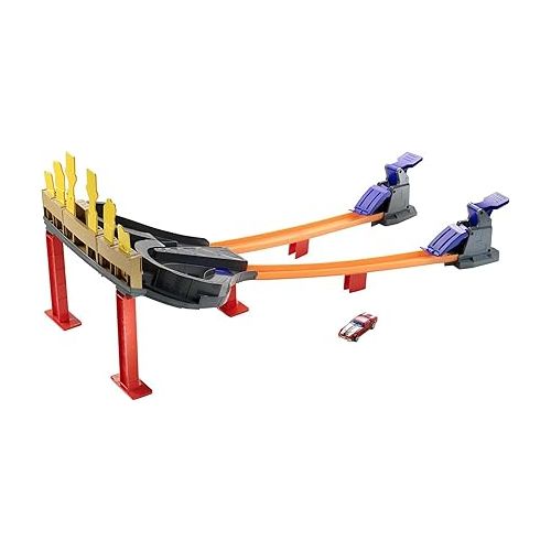  Hot Wheels Toy Car Track Set Super Speed Blastway, Dual-Track Racing for 1 or 2 Players, 1:64 Scale Car