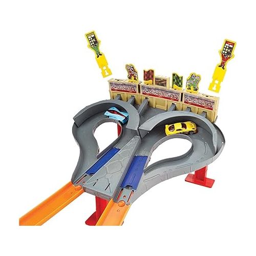  Hot Wheels Toy Car Track Set Super Speed Blastway, Dual-Track Racing for 1 or 2 Players, 1:64 Scale Car