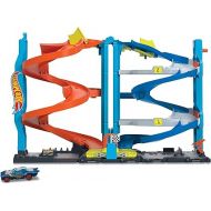 Hot Wheels City Toy Car Track Set, Transforming Race Tower, Single to Dual-Mode Racing, with 1:64 Scale Vehicle, 2 Ways to Race