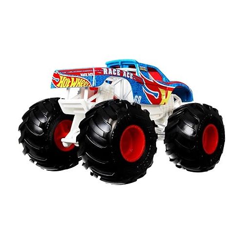  Hot Wheels Monster Trucks Toy Truck, Oversized 1:24 Scale Die-Cast Race Ace for Kids & Collectors