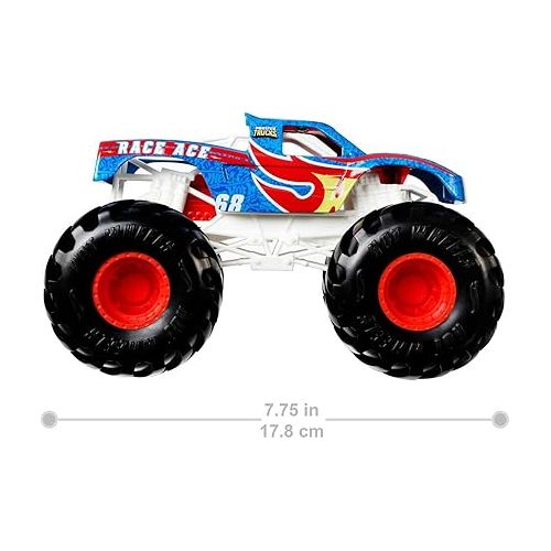  Hot Wheels Monster Trucks Toy Truck, Oversized 1:24 Scale Die-Cast Race Ace for Kids & Collectors