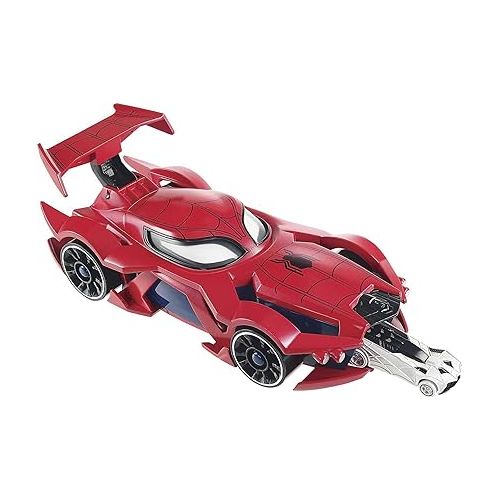  Hot Wheels Marvel Spider-Man Web-Car Launcher with Movement-Activated Eyes & 1:64 Scale Toy Character Car