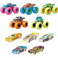 Hot Wheels Monster Trucks Glow in The Dark Multipack with 10 Toy Vehicles: 5 Monster Trucks & 5 1:64 Scale Cars, Collectible Toy for Kids Ages 4 to 8 Years Old, Medium