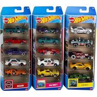 Hot Wheels Set of 15 Toy Cars or Trucks, 3 Themed 5-Packs of 1:64 Scale Die-Cast Vehicles (Styles May Vary)