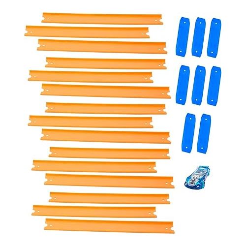  Hot Wheels Track Builder Straight Track Set, 37 Component Parts & 1:64 Scale Toy Car (Amazon Exclusive)