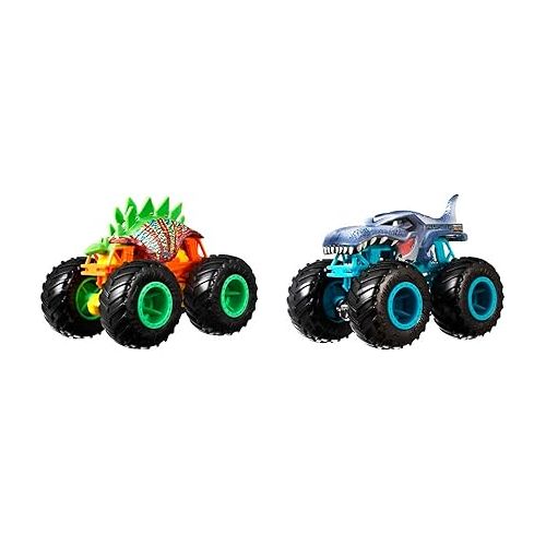  Hot Wheels Monster Trucks Demolition Doubles, Set of 2 Toy Monster Trucks in 1:64 Scale (Styles May Vary)