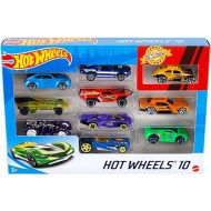 Hot Wheels Set of 10 Toy Cars & Trucks in 1:64 Scale, Race Cars, Semi, Rescue or Construction Trucks (Styles May Vary) (Amazon Exclusive)