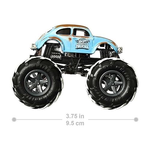  Hot Wheels Monster Trucks, 1 Toy Truck in 1:64 Scale & 1 Crushable Car (Styles May Vary)