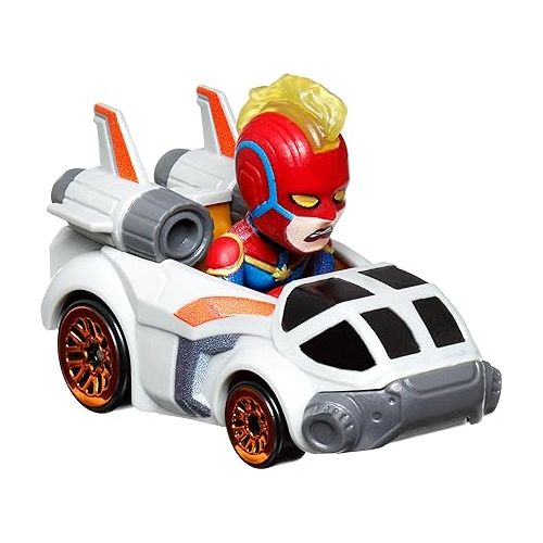  Hot Wheels Marvel RacerVerse 5-Pack of Die-Cast 1:64 Scale Toy Cars with Character Drivers, Use On or Off Hot Wheels Track