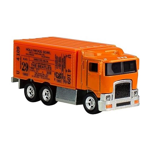  Hot Wheels Premium Toy Truck, 1:64 Scale Die-Cast Beatles Semi Replica with Hollywood Bowl Ticket deco, for Pop Culture Fans