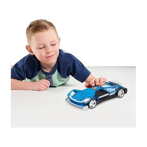  Hot Wheels Color Crashers Cyber Speeder, Motorized Toy Car with Lights & Sounds, Blue, Kids Toys for Ages 3 Up by Just Play