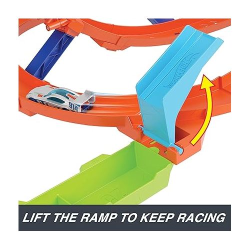  Hot Wheels Toy Car Track Set, Action Loop Cyclone Challenge Track Set, 2 Ways to Play & Easy Storage, with 1:64 Scale Toy Car