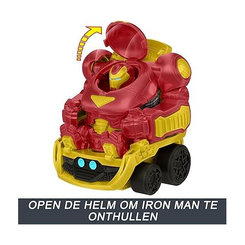  Hot Wheels RacerVerse Marvel Hulkbuster Hauler, Transport & Store Up to 10 Toy Vehicles, Detachable Cab with Flip-Up Helmet & Non-Removable Figure