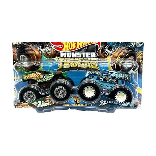  Hot Wheels Monster Trucks Smash Squatch vs 32 Degrees Demolition Doubles