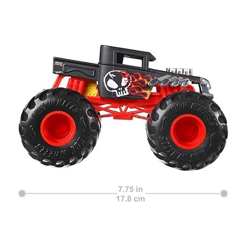  Hot Wheels Toy Monster Trucks, Oversized Die-Cast Bone Shaker in 1:24 Scale, Play Vehicle for Kids & Collectors