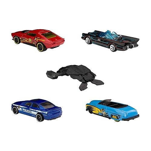  Hot Wheels Batman 5-Pack, Set of 5 Batman-Themed Toy Cars in 1:64 Scale (Styles May Vary)