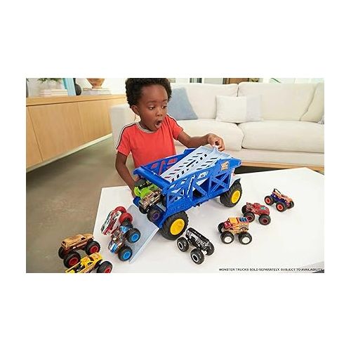  Hot Wheels Monster Trucks Monster Mover Rhino, Toy Car & Truck Hauler, Stores 12 1:64 Scale Monster Trucks or 32 Hot Wheels Vehicles