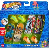 Hot Wheels Skate 4 Fingerboards & 2 Pairs of Removable Skate Shoes, Tricked Out Pack of Fully Assembled Boards, 1 Exclusive Set