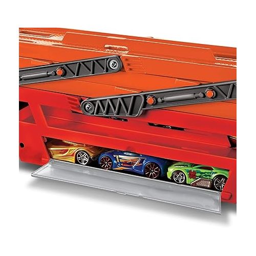  Hot Wheels Toy Car Track Set, Mega Hauler with 6 Expandable Levels, Storage for Up to 50 1:64 Scale Vehicles, Connects to Other Sets & Tracks