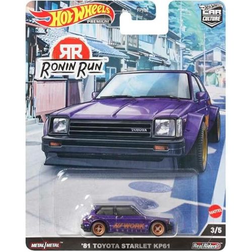  Hot Wheels Car Culture Circuit Legends Vehicles for 3 Kids Years Old & Up, 81 Toyota Starlet Kp61, Premium Collection of Car Culture 1:64 Scale Vehicles