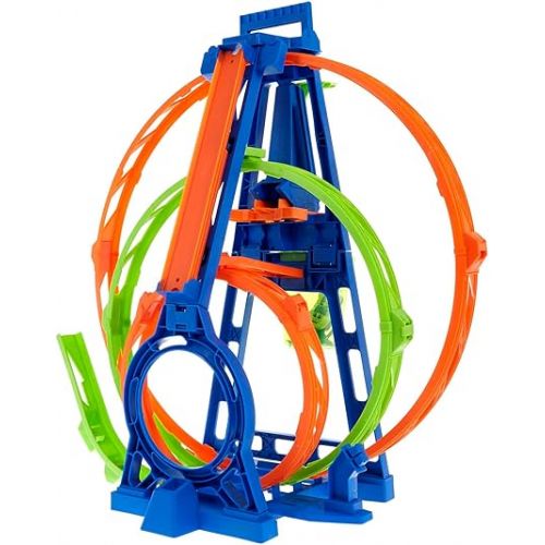  Hot Wheels Toy Car Track Set Triple Loop Kit, 3 Loops & Connects to Other Sets, includes 1:64 Scale Car