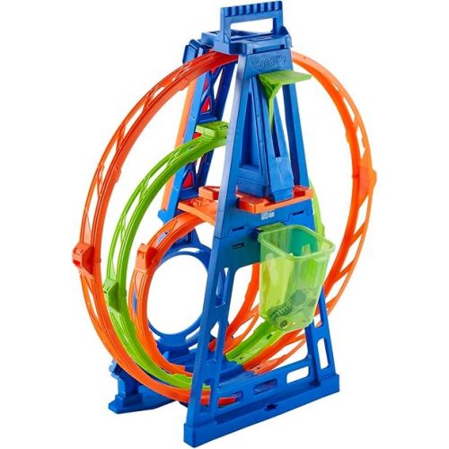  Hot Wheels Toy Car Track Set Triple Loop Kit, 3 Loops & Connects to Other Sets, includes 1:64 Scale Car