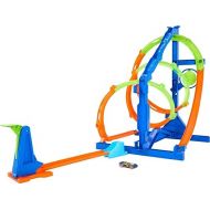 Hot Wheels Toy Car Track Set with 1:64 Vehicle, STEAM Flight Path Challenge Playset, Learn The Basic Physics of Trajectory, Track Storage
