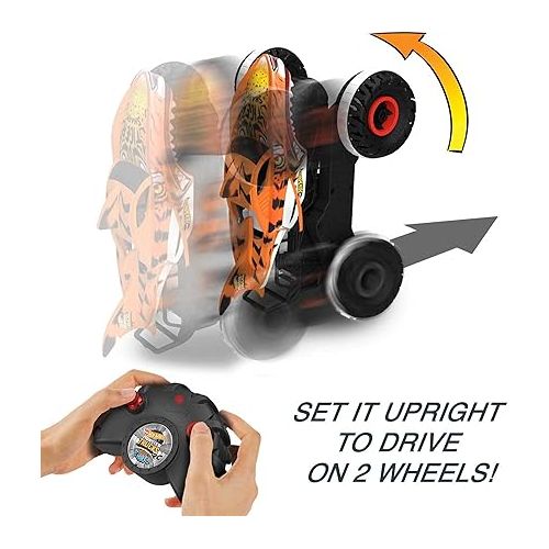  Hot Wheels RC Toy, Remote-Control Monster Trucks Unstoppable Tiger Shark in 1:15 Scale with Terrain Action Tires