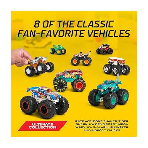  Hot Wheels Monster Trucks Live 8-Pack, Multipack of 1:64 Scale Toy Monster Trucks, Characters from The Live Show, Smashing & Crashing Trucks, Toy for Kids 3 Years Old & Up