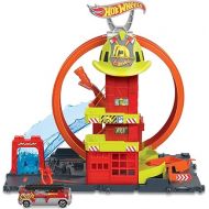 Hot Wheels City Toy Car Track Set, Super Loop Fire Station & 1:64 Scale Firetruck, Connects to Other Sets