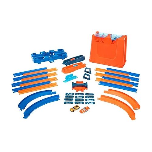  Hot Wheels Track Builder Playset, Deluxe Stunt Box with 25 Component Parts & 1:64 Scale Toy Car (Amazon Exclusive)