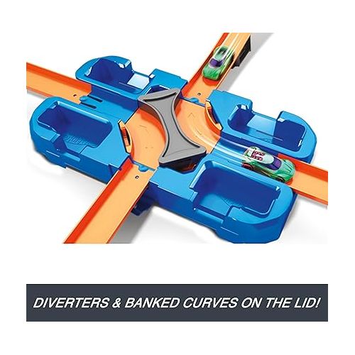  Hot Wheels Track Builder Playset, Deluxe Stunt Box with 25 Component Parts & 1:64 Scale Toy Car (Amazon Exclusive)