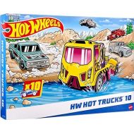 Hot Wheels 10-Pack, Set of 10 Toy Trucks in 1:64 Scale, Mix of Officially Licensed & Unlicensed Pick-Ups, Rescue or Semi Trucks (Styles May Vary)